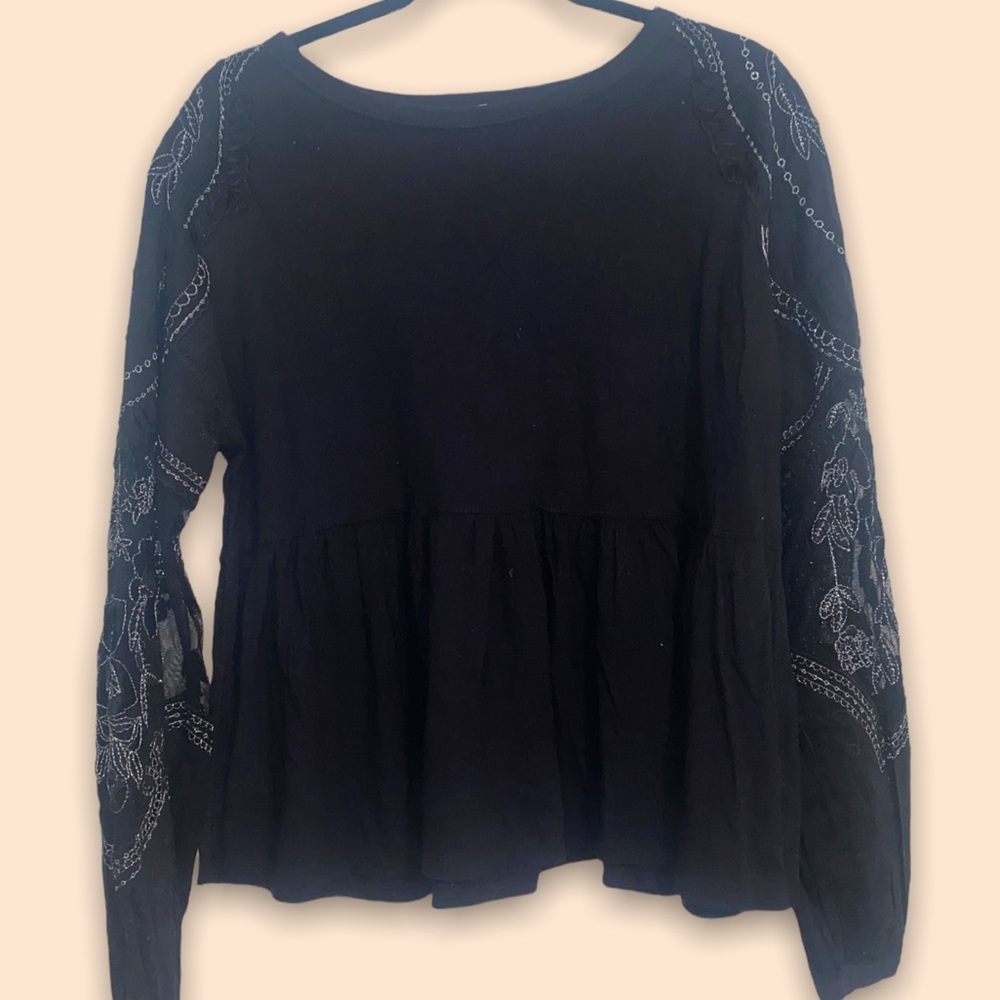 NWOT Free People Long Sleeve Lace Top: Size S